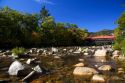 Covered bridge crossing the Swift River in the White Mountain National Forest at Albany, New Hampshire, USA.