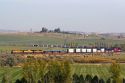 Union Pacific intermodal container train traveling through Elmore County, Idaho, USA.