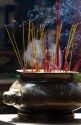 Incense burning at the Quan Am Pagoda, a famous Chinese temple in the Cholon district of Ho Chi Minh City, Vietnam.