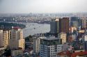 Cityscape view of Ho Chi Minh City and the Saigon River from atop the Saigon Trade Center skyscraper, Vietnam.