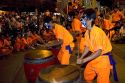 Dragon dance musicians perform during Tet Lunar New Year celebrations in Ho Chi Minh City, Vietnam.