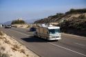 Motorhome traveling on Interstate 8 between El Centro and San Diego, Southern California, USA.