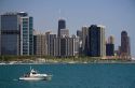 Highrise buildings and skyline of Chicago, Illinois, USA.