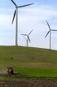 Farmland and wind turbines in Pipestone County, Minnesota, USA.