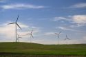 Farmland and wind turbines in Pipestone County, Minnesota, USA.