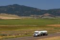 Tanker truck along Interstate 84 near North Powder, Oregon, USA.