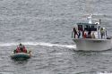 Whale watching tour boats in the Pacific Ocean at Depoe Bay, Oregon, USA.