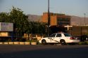Police car responding to  an incident in Boise, Idaho, USA.
