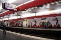 People wait underground on the platform of Chatelet Paris Metro station in Paris, France.