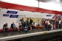 People wait underground on the platform of Chatelet Paris Metro station in Paris, France.