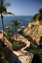 Stairway down the cliff to the bay at Acapulco, Guerrero, Mexico.
