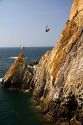 The La Quebrada Cliff Divers perform for the public from the cliffs of La Quebrada in Acapulco, Guerrero, Mexico.