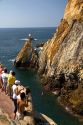 The La Quebrada Cliff Divers perform for the public from the cliffs of La Quebrada in Acapulco, Guerrero, Mexico.