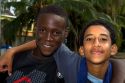 Costa Rican afro-caribbean teen with spanish native teen at Limon, Costa Rica.