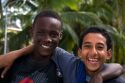 Costa Rican afro-caribbean teen with spanish native teen at Limon, Costa Rica.