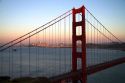 The Golden Gate Bridge at dusk in the San Francisco Bay area, California, USA.