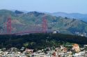 Golden Gate Bridge and housing in San Francisco, California, USA.