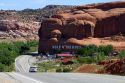 Hole In The Rock roadside tourist attraction along U.S. Route 191 near Moab, Utah, USA.