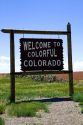 Welcome to Colorful Colorado road sign along U.S. Route 491 east of Montecello, Utah, USA.