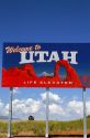 Welcome to Utah road sign along U.S. Route 491 east of Montecello, Utah, USA.