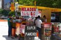 Street vendors selling ice cream and hot dogs in Buenos Aires, Argentina.
