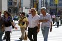 Pedestrians on Avenida 9 de Julio in Buenos Aires, Argentina.