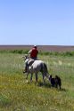 Gaucho riding horseback on the Pampas of Argentina.
