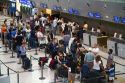 Departure hall of the Ministro Pistarini International Airport in Buenos Aires, Argentina.