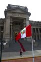 The Palace of Justice and the state flag of peru located in the Lima district of Lima, Peru.