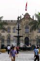 The Government Palace of Peru also known as the House of Pizarro, located on the north side of Plaza Mayor in Lima, Peru.