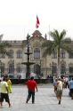 The Government Palace of Peru also known as the House of Pizarro, located on the north side of Plaza Mayor in Lima, Peru.