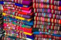 Textiles being sold at a market in Lima, Peru.