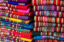 Textiles being sold at a market in Lima, Peru.