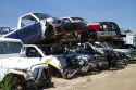 Automobile wrecking yard near Caldwell, Idaho, USA.