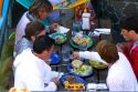 People dine outdoors at a restaurant on Pier 39 in San Francisco, California, USA.