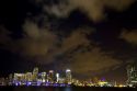 The skyline at night of downtown Miami, Florida, USA.