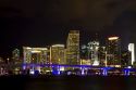 The skyline at night of downtown Miami, Florida, USA.