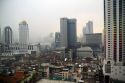 View of the Bangkok cityscape taken from the Baiyoke Tower II showing air pollution and smog, Thailand.