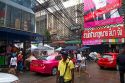 Pink taxi cabs in Bangkok, Thailand.