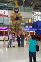 Buddhist mythology yaksa guard at the Suvarnabhumi Airport also known as the New Bangkok International Airport in Bangkok, Thailand.