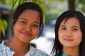 Portrait of two Burmese girls in (Rangoon) Yangon, (Burma) Myanmar.