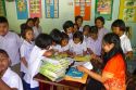 Teacher and students at a Thai elementary school on the island of Ko Samui, Thailand.