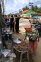 Woman selling dried fish at an open air market on the island of Ko Samui, Thailand.