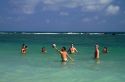 People play volleyball in the Gulf of Thailand at Chaweng beach on the island of Ko Samui, Thailand.