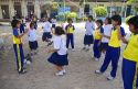 Thai elementary school students jump rope on the island of Ko Samui, Thailand.