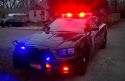 Police car responding to an emergency in Boise, Idaho, USA.