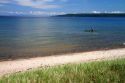 Kayaking in Whitefish Bay at Point Iroquois Light, Michigan, USA.