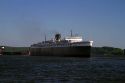 The SS Badger coal-fired passenger and vehicle ferry on Lake Michigan at Ludington, Michigan, USA.