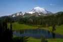 Tipsoo Lake and Mount Rainier at Mount Rainier National Park, Washington, USA.