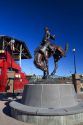 Bronze Bucking Horse statue at the Centennial Plaza in Pendleton, Oregon, USA.